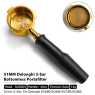 51mm Coffee Bottomless Portafilter Naked for Delonghi Dedica EC680 La Specialista EC9555 EC9335 Espr