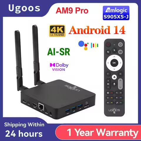 Original Ugoos AM9 Pro Smart TV Box Android 14 Amlogic S905x5 4GB 64GB WiFi BT5.3 1000M Supoprt AI-S