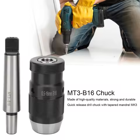 MT3‑B16 Keyless Drill Chuck Morse Taper 3 0.5‑16mm Clamping Range High quality Quick Release Chuck f