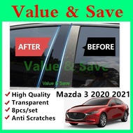 Mazda 3 BP SEDAN SPEC 2019 - 2025 TPU FILM Pillar Cover Middle Column Transparent Protector Film Pro