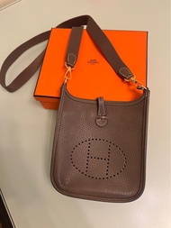 hermes mini evelyne大象灰+金扣