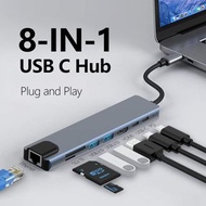 8 合 1 Type C，帶 HDMI 4K@60Hz，RJ45 以太網，100W PD，SDTF 讀卡器，2 個 USB 端口 2.0，USB 3.0 Type C 集線器  gfyckp 8 in