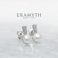 Eramyth Jewelry : ต่างหู ปักก้าน เงินแท้ 92.5 ประดับด้วยมุกแท้และฝังเพชรสวิส CZ SLE-0107-R99 (พร้อมส