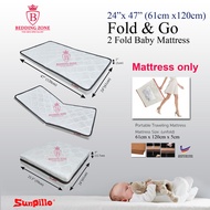 Sunpillo 2-in-1 Foldable Baby Mattress (Fibre) + Fitted Bedsheet (60cm x 120cm)