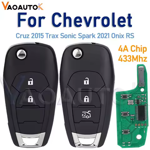 Flip Car Key For Chevrolet Cruz 2015 Trax Sonic Spark 2021 Onix RS Trailblazer Auto Remote Fob 433.9