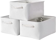 TheWarmHome Storage Bins for Shelves - Medium 3Pack 13.8L*9.8W*6.7H inch Fabric Storage Cubes Canves