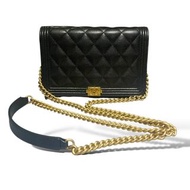 98%NEW二手CHANEL BOY WOC AP1117 黑色 荔枝皮 金扣 #香榭站正品