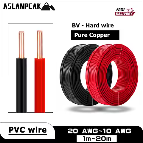 Pure Copper wire Hard Electric wire PVC Power wire Electronic wire Extension wire Black Red Insulate