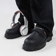 Men Solid Black Zip Design Derby Shoes Streetwear Fashion Shoes