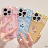3 IN 1 Cute Horizontal Stripes Casing iphone 11 17 Pro Max 16E 14 Plus 15 Plus 12 Pro Max 16 Pro Max