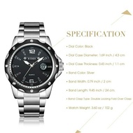 jam tangan pria biden waterproof YN0012-silver black fashion bisnis .M