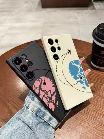 Aircraft Love Heart Phone Case For Samsung Galaxy S24 Ultra S23 FE S22 S20 Plus A15 A35 A50 A51 A54 