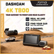 📸 70mai T800 Dashcam | Dual 4K HDR | 4G GPS & AI Parking Surveillance  | 3 Channel (T800)