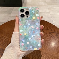 Applicable iPhone17Phone case16Anti-drop feather texture laser gradient case15 Gradient Ocean Shells