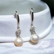 ［Real Moissanite］Can Pass Diamond Test 18K Gold Natural Pearl Four-Prong Hooks Earrings MEG044 Diamo