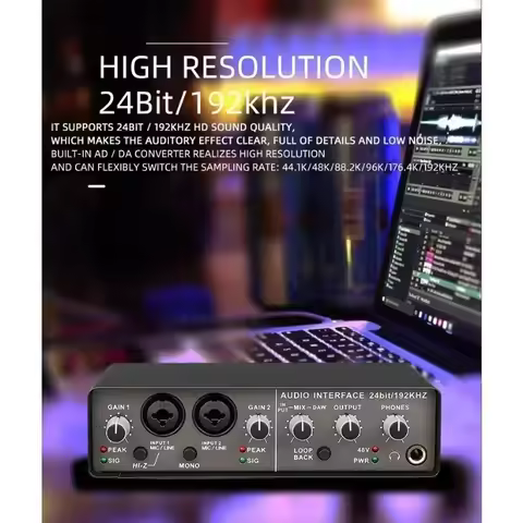 TEYUN Q-24 Professional Audio Sound Card with Monitor Electric Guitar Live Broadcast Recording for S