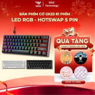 GK23 Mechanical Keyboard 3 Mode Bluetooth 2.4G Wired, 61 Keys Hotswap 5 Pin, Custom App RGB LED Keyb