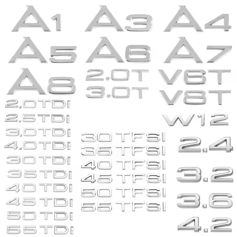 Car Trunk Sticker 3D ABS Chrome Silver 2.0 2.5 3.0 4.0 5.0TDI 30 35 40 45 50 55 TDI For Audi A1 A3 A