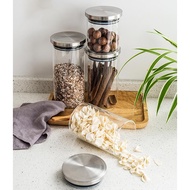 MK GLASS Food Storage Canister Glass Jar Bamboo Lid With rubber(1400ml )(1pcs)