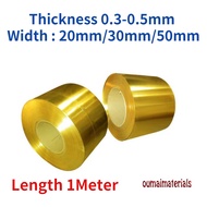 1Meter/Roll Thin Brass Sheet Strip Gold Film High Purity Brass Foil Plate H62 Thick 0.3/0.5MM*Width 