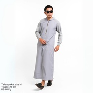 Khaleed Apparel - Thobe Jubah Hoodie Sporty Gamis Men's Light Grey