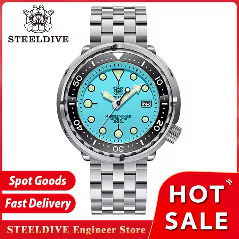 New Color SD1975 STEELDIVE Tuna Men's Classic Watch Super Luminous Ceramic Bezel 300M Waterproof 316