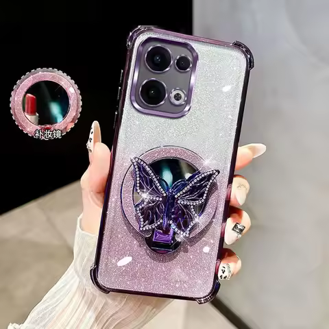 Glitter Mirror Butterfly Bracket Magnetic Holder Case for vivo V50 Lite vivoV50 V60 V40 V30 Lite V30