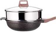 WZHZJ Maifanshi Non-stick Wok Steamer, Smokeless Pan Wok Induction Cooker Gas Stove, Suitable for Home Kitchen (Size : 30cm)