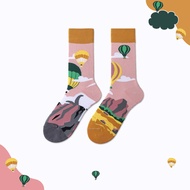 Stokin Mismatched Long Socks Women Cute Fire Balloon