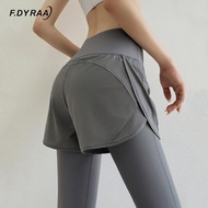 【VV】 Pants With Fake Pieces Sportswear Training Jogging Tights Gym Elastic Waist Leggings