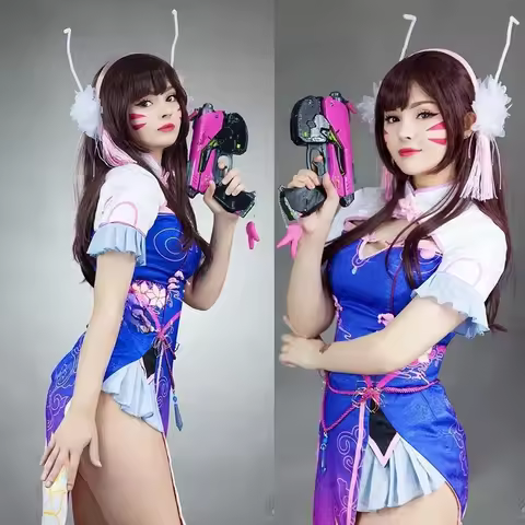 Game ROLECOS OW D.VA Cosplay Wig Over Game Watch Cosplay Hana Song DVA Wig Long Brown Women Syntheti