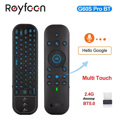 G60S Pro BT Air Mouse with 2.4G BT5.0 Google Voice Assistant Wireless Keyboard with 6 Axis Gyroscope