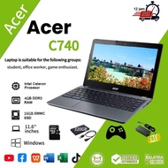 Acer C740 Chromebook Windows 4GB RAM 16GB SSD up to 320GB HDD Laptop murah study office work，game