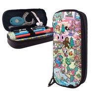 Tokidoki Pencil Case Big Capacity Pen Storage Bag Pouch Holder Box Leather Stationery Organizer With Zippers