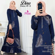 NEW DINA DRESS#13 MAXY GAMIS LONGDRESS TERUSAN WANITA DENIM DIANA