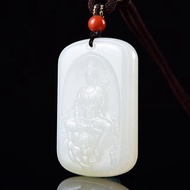 秒殺價 天然新疆和田玉羊脂玉普賢菩薩吊墜 玉質細膩溫潤