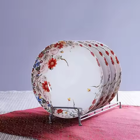 4pcs, 8inch, fine bone china serving plate dinnerware, ceramic dinner plates, porcelain buffet charg