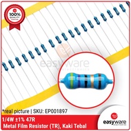 RESISTOR 47 OHM 0.25WATT RESISTOR TAIWAN KAKI TEBAL 47R 1/4W 0.25W