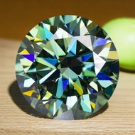 1-3 carat round peacock blue moissanite with eight hearts and eight arrows, suitable for jewellery c