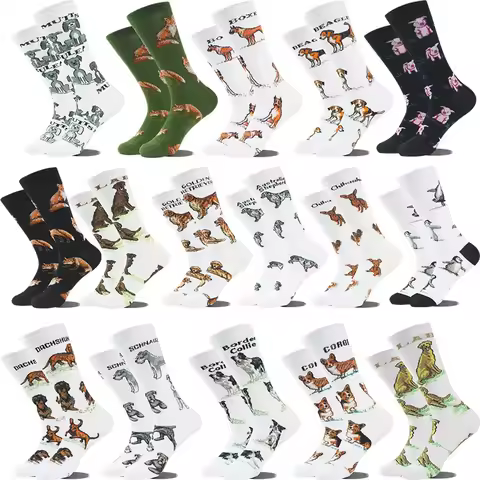 NEW Crew Fashion Funny Women Socks Border Collie Schnauzer Lab Scottie Beagle Boxer Pug Bulldog Shel