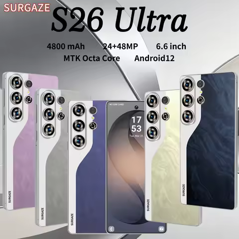 SURGAZE Global Version S26 Ultra Smartphone 5G Android 4800mAh 12GB RAM 512GB ROM 6.6Inch 24+48MP Du