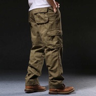 seluar baggy seluar baggy lelaki baggy pants Multi-pocket Overalls Casual Men Plus Thick Loose Wide-