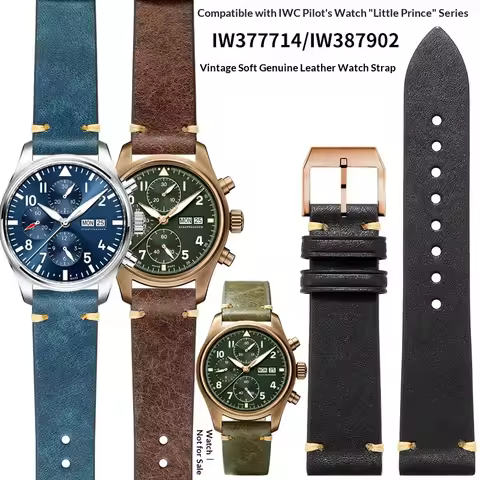 Genuine Leather Watch Strap Compatible With IWC Pilot IW377714 Little Prince Bronze IW387902 Spitfir