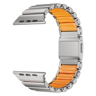 ไททาเนียม + ซิลิโคนสำหรับ Apple สายนาฬิกาอัลตร้า3 2 49มม. 46มม. 45มม. 44มม. สร้อยข้อมือแม่เหล็ก IWat