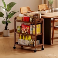 Dining Cart Trolley Restaurant Small Coffee Table Bedside Mobile Storage Trolley Shelf Bamboo Living