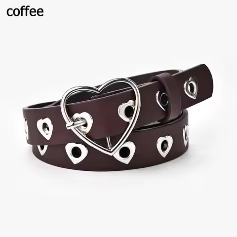 Lady PU Leather Women Heart Pin Waist Belts Leisure Waistband Waist Belt Dress Jeans Belt