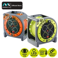 Masterplug Pro-XT 4 Gang 13A Extension Reel | 5m / 10m / 15m | Portable Cassette with 1.25mm² PVC Ca