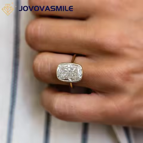 JOVOVASMILE 7 Carat Center 13X9.25Mm Crushed Ice Cushion Cut Center Invisible Bezel Moissanite 18K Y