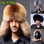 WUYYFAL Men's Russian Hat Faux Fur  Skiing Bomber Hat