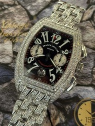 💪🏻重份量💪🏻🌈🌈新返貨啦🌈🌈Franck Muller 8002CC D🩶💎原裝黑面計時💎❤️18K白金 😚35X48mm 原裝18K白金鑽帶💎淨錶🩶1726C（廣華街店）
